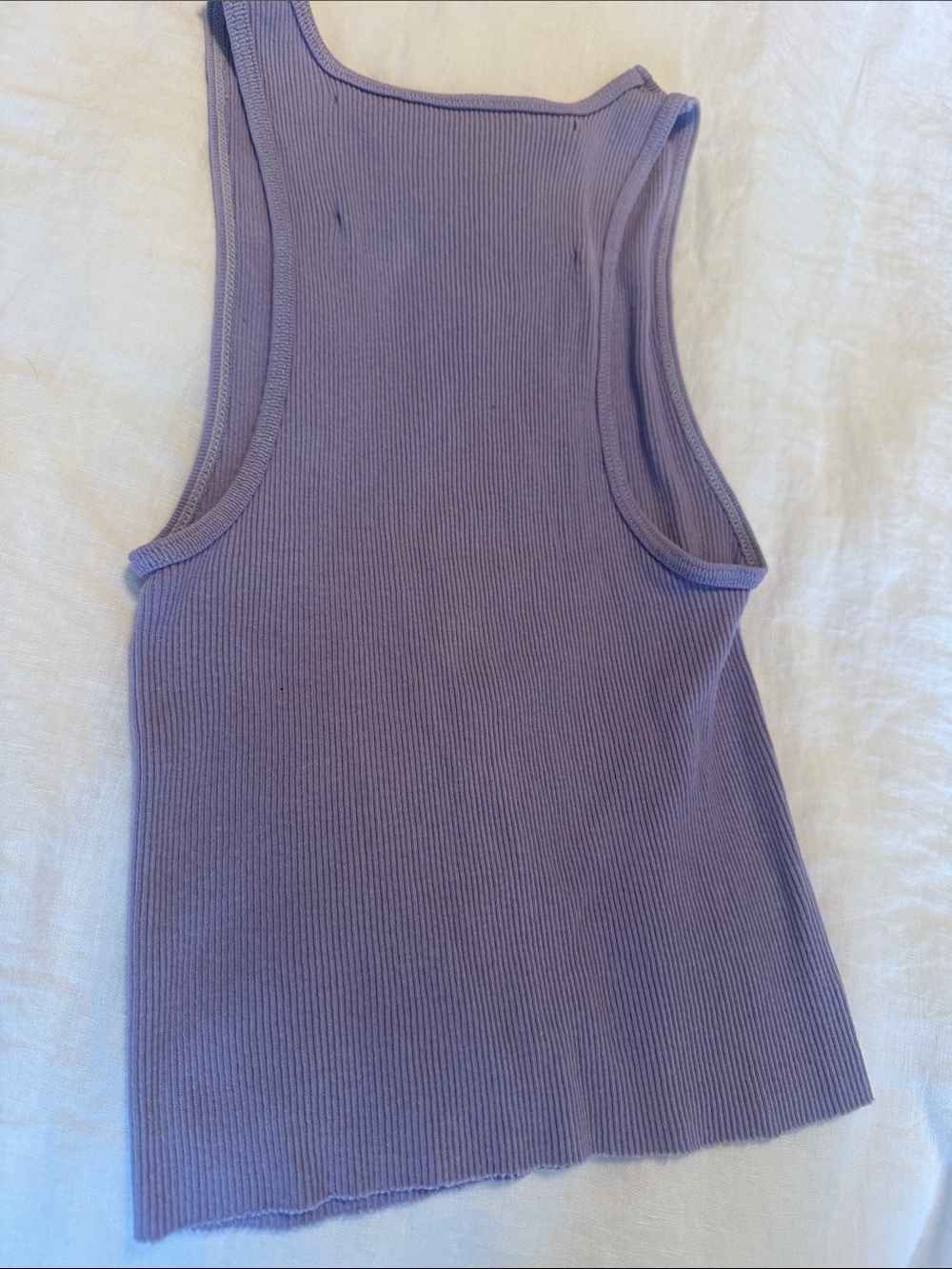 Riley Lavender Ribbed Tank with Subtle Chest Graphic - Picture 2 of 2